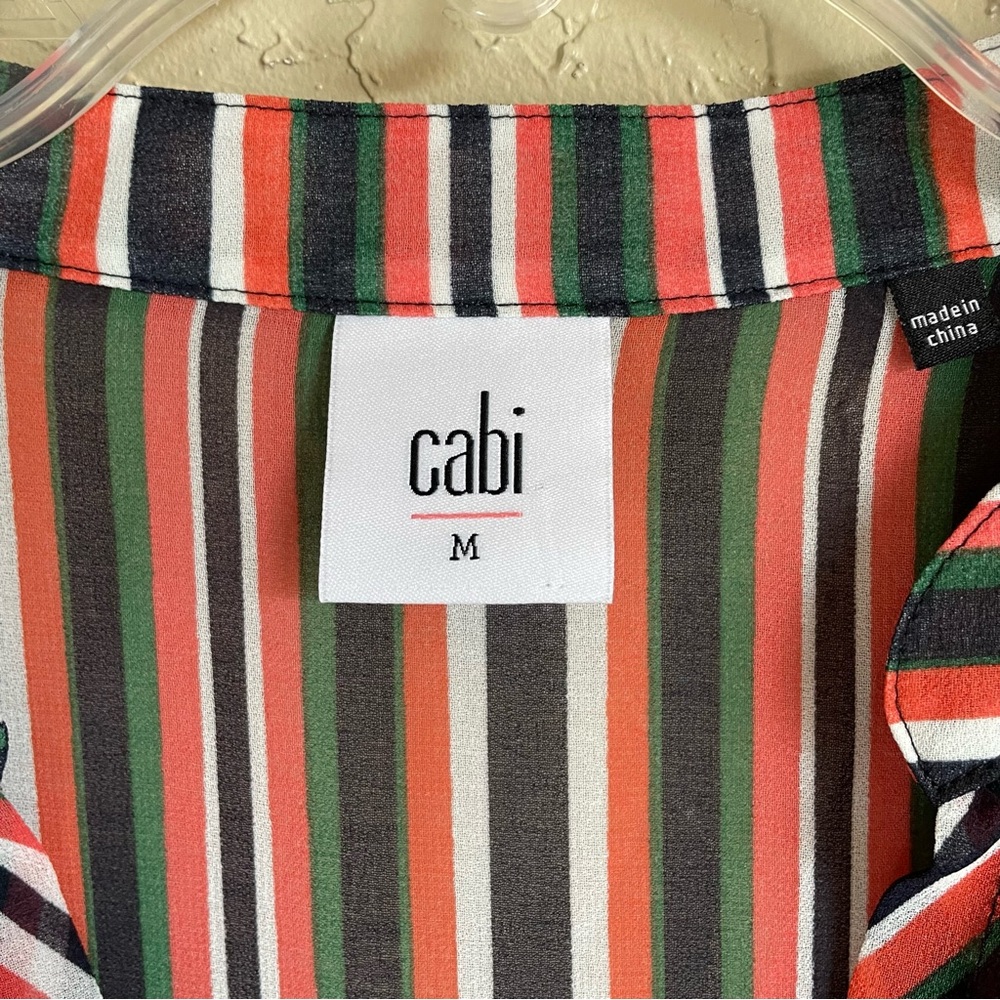 CAbi #5519 The Ultimate Multicolor Stripe Blouse Sheer medium - Picture 6 of 10